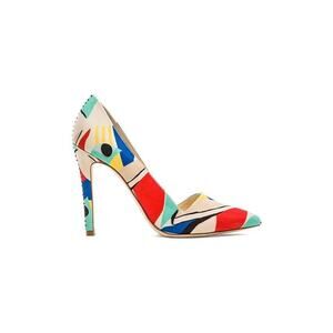 Womens Alice+Olivia Dina Color Block Graffiti Satin Heels Pumps-38